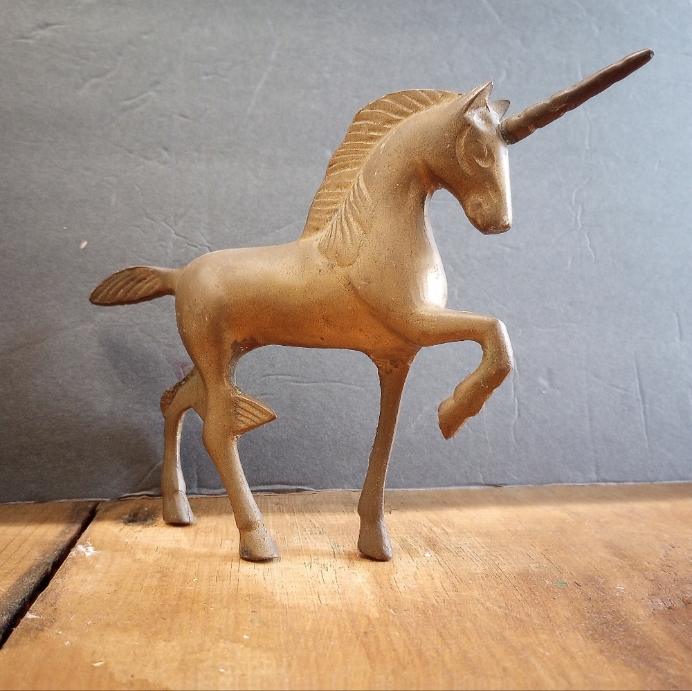 Vintage Brass Unicorn Figurine Paperweight